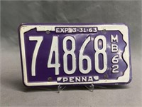 1963 Pennsylvania Motorcycle Plate