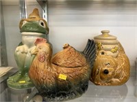 (3) Decorative Pottery Cookie Jars
