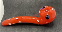 Glass pipe red with white dots NEW (living room)