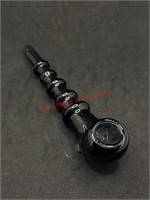 NEW Long Footed Black Glass Pipe