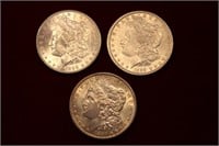 3 Morgan Silver Dollars, 1888, 1889,1890