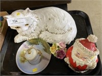 Ceramic Reclining Cat with Still Bank