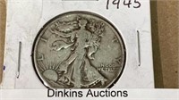 1945 standing liberty half dollar silver coin