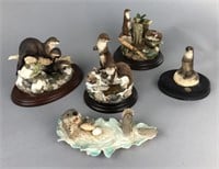 Collection of 5 Otter Figurines Border Fine Arts