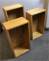 Set of 3 Oak Boxes Shelves Bookcase