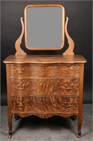 Queen Anne Vintage Tiger Oak Bureau