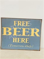 tin Free Beer sign, 12" x 15"