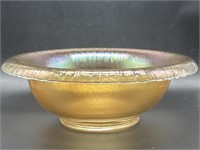 Vintage Iridescent Gold Crackle Glass Bowl