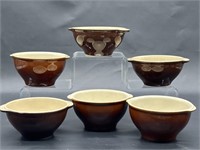 (6) Brown Glazed Bowls Marked Gresva, Portugal