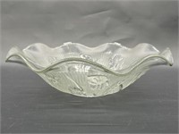 Depression Glass Iris by Jeanette Ruffled Bowl
