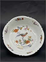 Vintage Porcelain China Peacock 9in Bowl