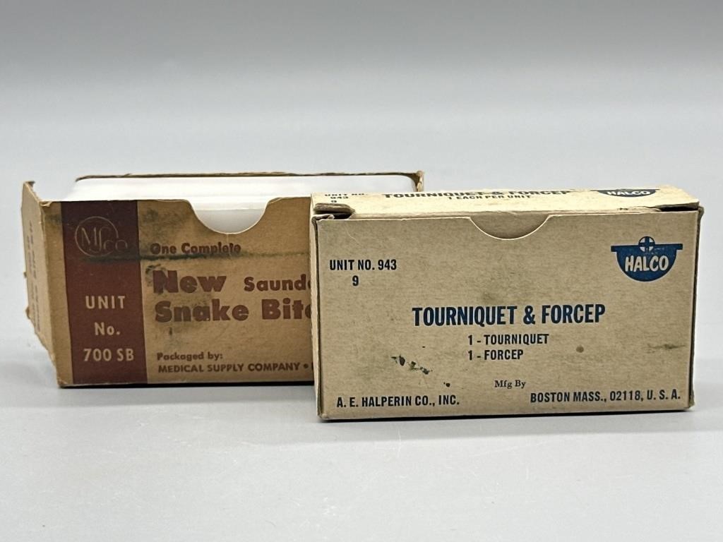 (2) Vintage First Aid Kits: Tourniquet & Forceps +
