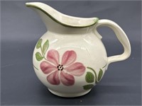Vintage Hull Pottery Pitcher w/ Pink Flower