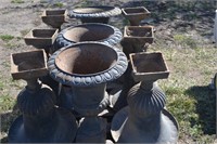 9 Cast Iron pedestal planters