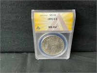 Graded 1891-S Morgan Silver Dollar