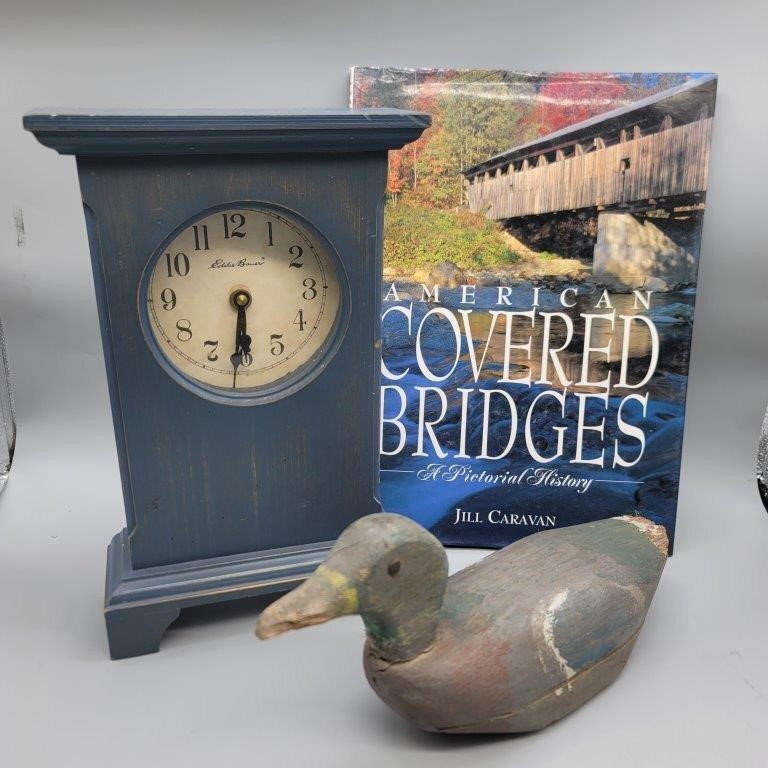 Eddie Bauer Clock, Wood Duck & Book on Bridges
