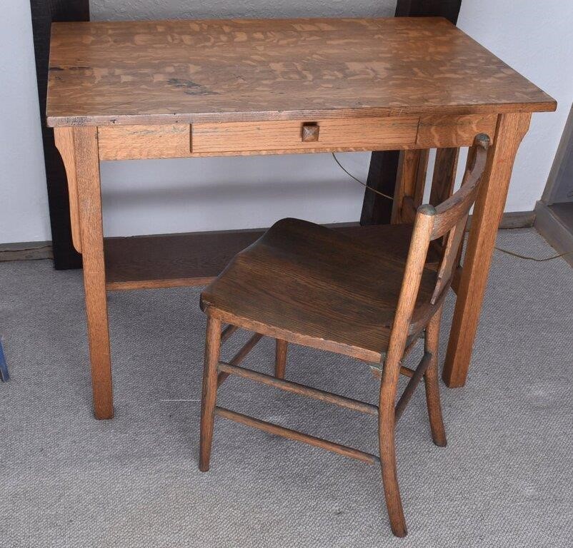Antique Child's Library Desk and Chair