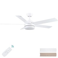 YUHAO 52 inch White Ceiling Fan with Lights and