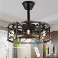 SHLUCE 19" Farmhouse Caged Ceiling Fan with