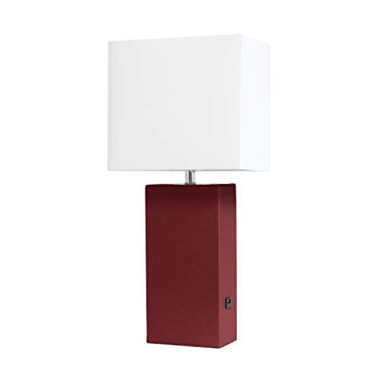 Elegant Designs Modern Leather Table Lamp with