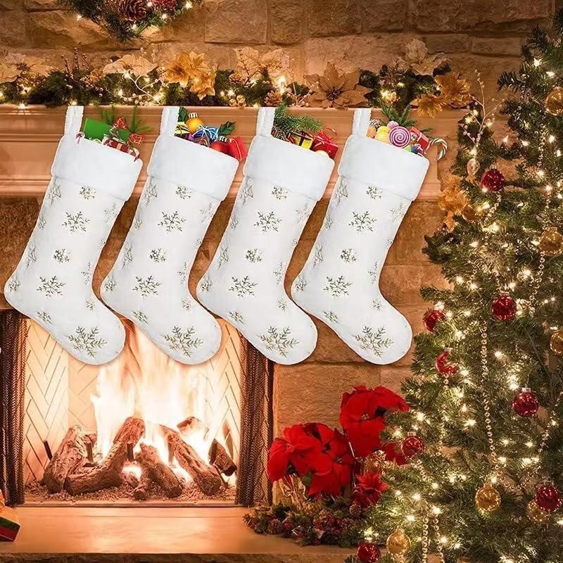 Wbhczh Set of 4 Christmas Socks, 18 Inch