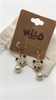 New Wild Gear Sparkle Panda Bear Earrings In Gift