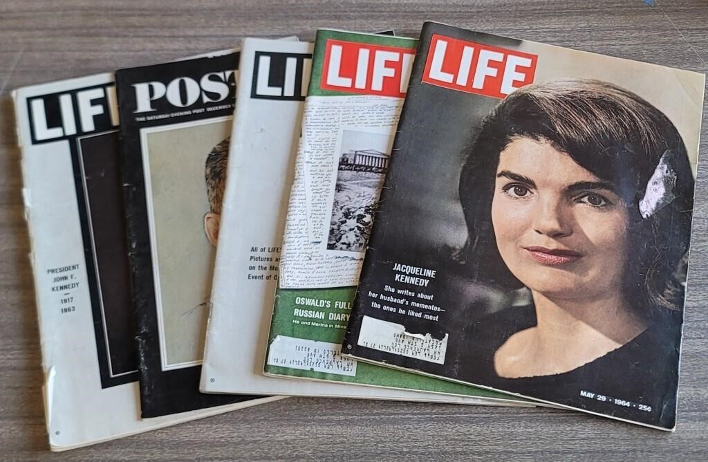 (4) LIFE Magazines on Kennedy Memorial Edition