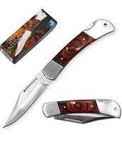 Brown wood handle pocket knife