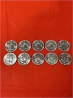 1963 D uncirculated Franklin Half dollars, total