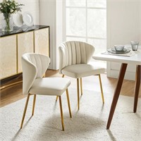 Axia Tufted Velvet Dining Chair (Set of 2), Ivory