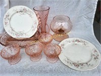 Pink Homer Laughlin and Depression Glass Pieces