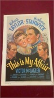 Vintage Movie Poster This Is My Affair / Heidi
