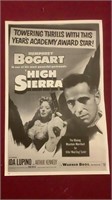 Vntg Movie Poster High Sierra Humphrey Bogart
