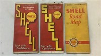 (3) Vintage Shell Road Maps