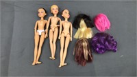 3 Spin Master Dolls W/ 4 Hair Wigs