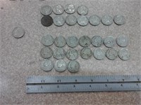 13 count 1950s nickels.
17 count 1940s nickels.