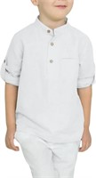 Arshiner Boys Cotton Linen Henley Shirt Button