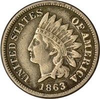 1863 INDIAN HEAD CENT - VF