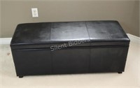 Bonded Black Leather Storage Bench / Ottoman