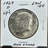1969-D HIGH GRADE JFK SILVER HALF DOLLAR