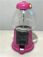 25 Cent Pink Coin Operated Gumball Machine. Glass