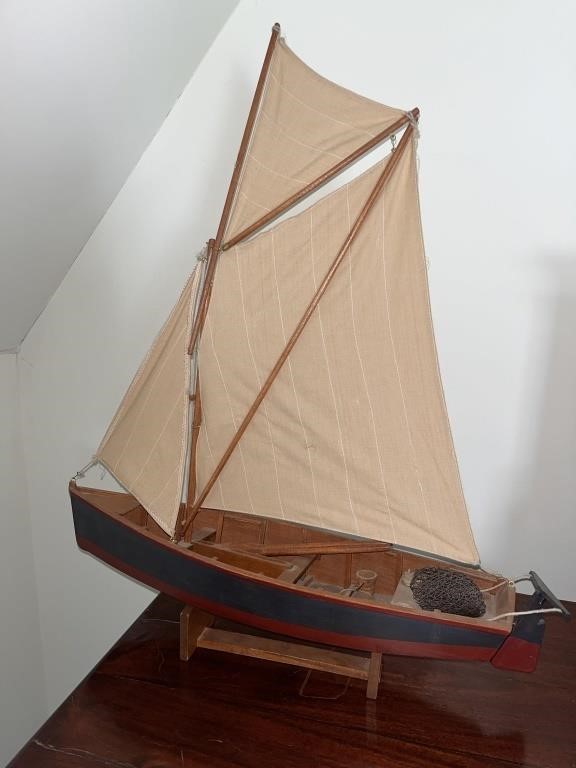 Vintage Wooden Model Sailboat