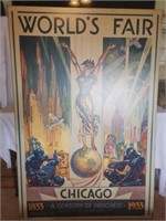 1933 world's fair poster on canvas