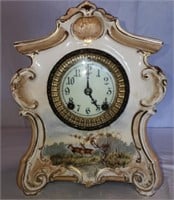 Antique royal bonn la Fontaine table clock