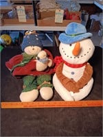 3 Large Stuffed Christmas Toy Snowmen.