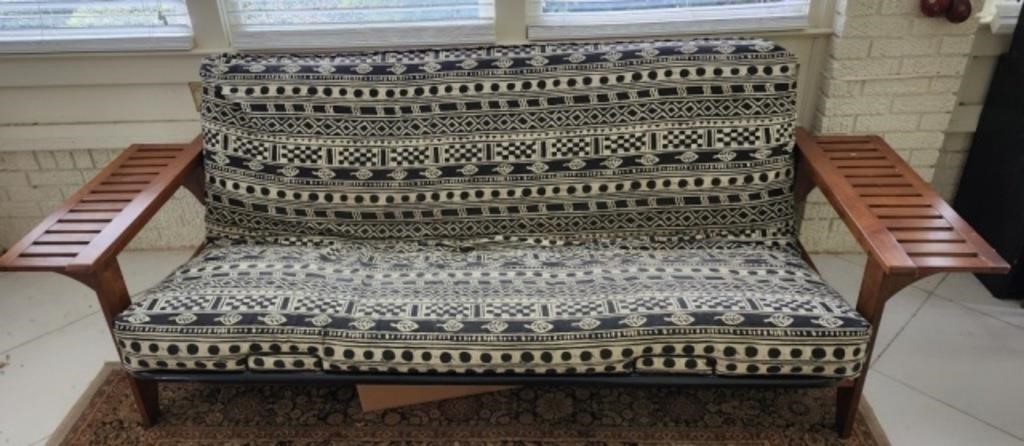 Aztec Pattern Futon with Fold out Side Tables