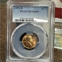 1955-D PCGS MS66RD WHEAT PENNY CENT GRADED