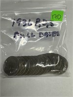 1936 P,D,S FULL DATE WHEAT PENNIES CENTS