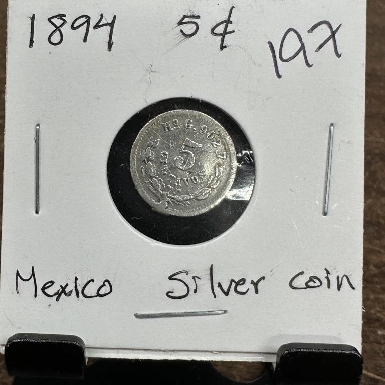 1894 MEXICO SILVER HALF DIME