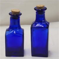 Cobalt Blue Square Bottles w/Corks